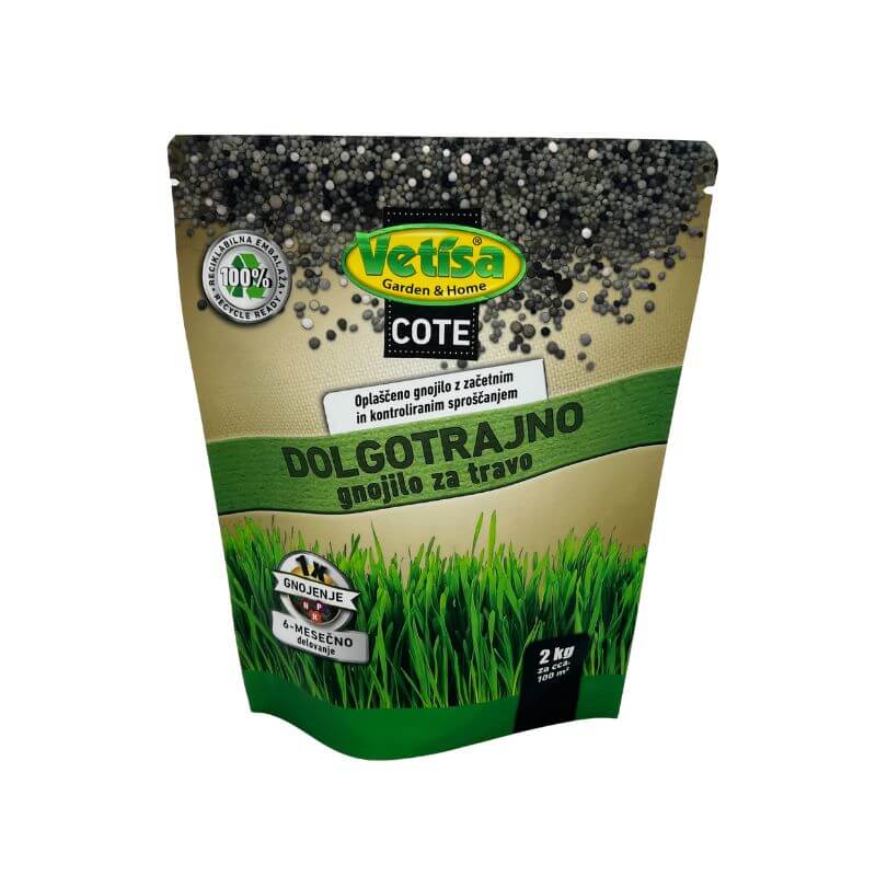 VETISA-COTE Dugotrajno gnojivo za travu-djelovanje 6 mjeseci/cca 100m2/2kg vreća